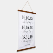 De eerste dag, de Ja dag, de beste dag bruiloft Hangend Wandkleed (Gebogen)