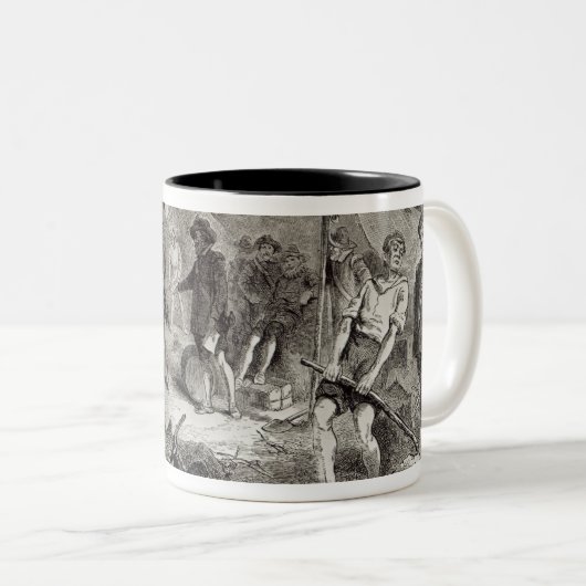 De eerste dag in Jamestown Tweekleurige Koffiemok (Voorkant rechts)