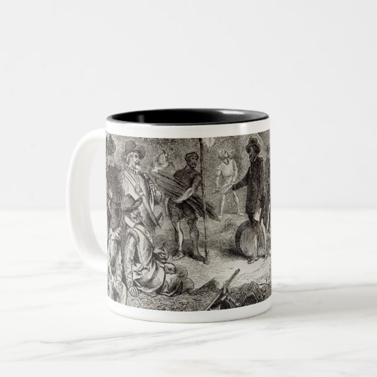 De eerste dag in Jamestown Tweekleurige Koffiemok (Voorkant links)