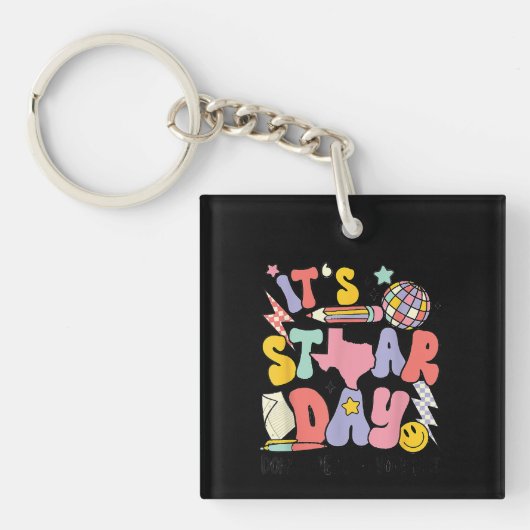 De eerste dag van de dag, niet stress, doe je best sleutelhanger (voorkant)