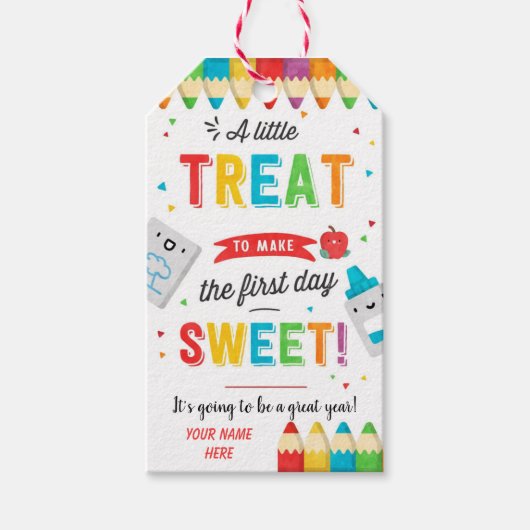 De eerste dag van de schooldag is terug naar de sc cadeaulabel (Voorkant)