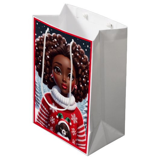 De eerste dag van Kerstmis" Cadeauzak Medium Cadeauzakje (Voorkant Gekanteld)