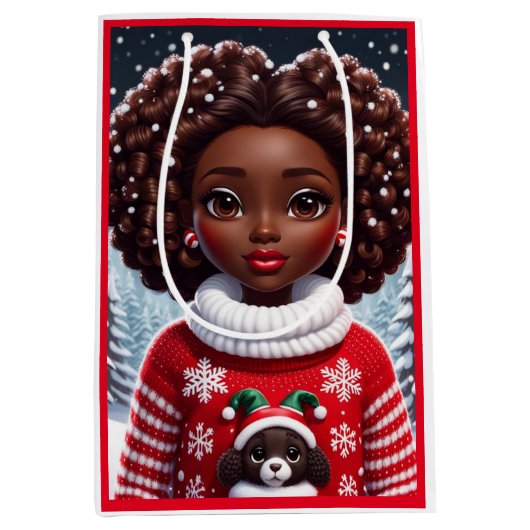 De eerste dag van Kerstmis" Cadeauzak Medium Cadeauzakje (Voorkant)