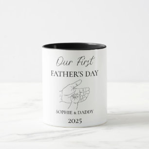 De eerste dag van onze vader Baby naam, papa & j Mok