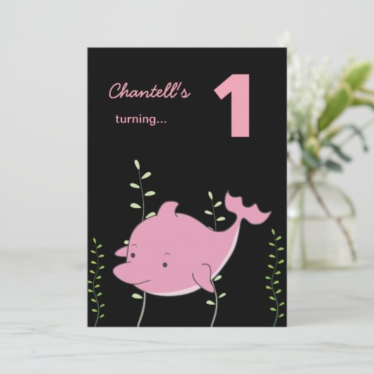 De eerste dolfijn onder het Zee 'Birthday' Kaart (Staand voorkant)