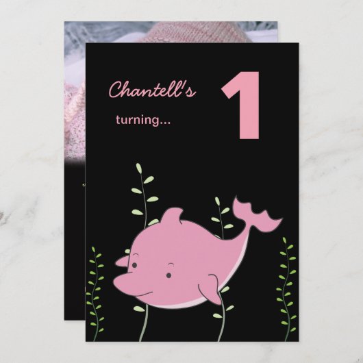 De eerste dolfijn onder het Zee 'Birthday' Kaart (Voorkant / Achterkant)