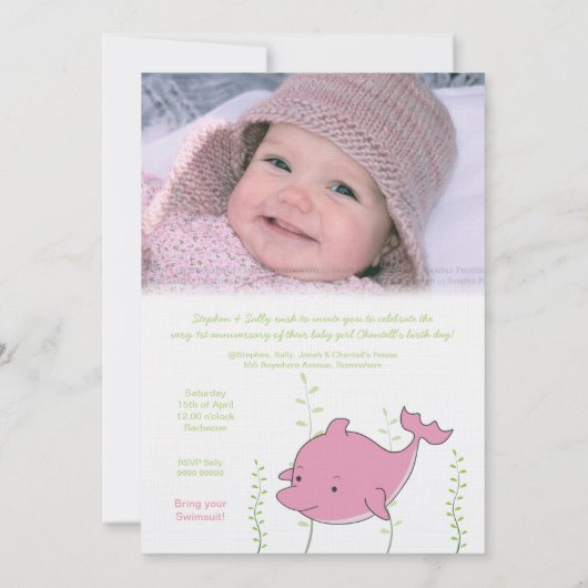 De eerste dolfijn onder het Zee 'Birthday' Kaart (Achterkant)