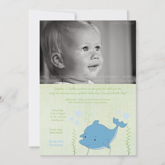 De eerste dolfijn onder het Zee 'Birthday' Kaart (Achterkant)