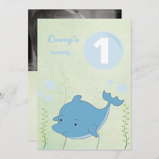 De eerste dolfijn onder het Zee 'Birthday' Kaart (Voorkant / Achterkant)