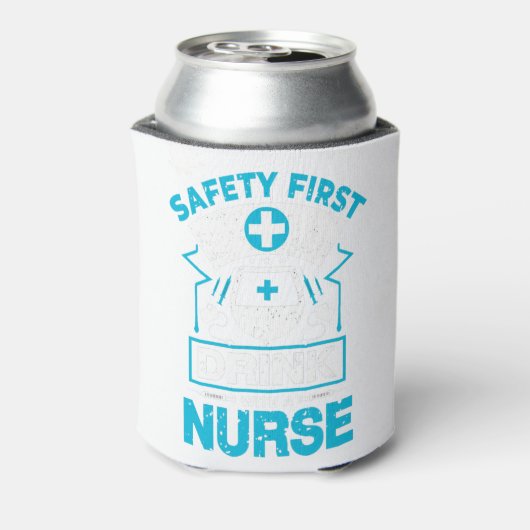 De eerste drink van de veiligheid met een verpleeg blikjeskoeler (Blikje Achterkant)