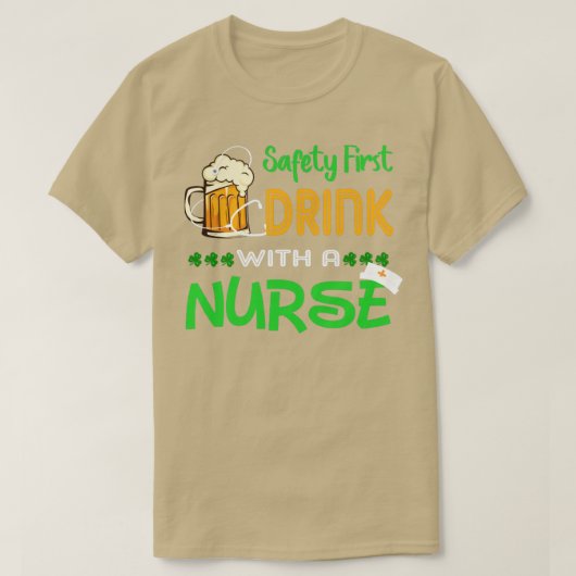 De eerste Drink van de veiligheid met een verpleeg T-shirt (Design voorkant)