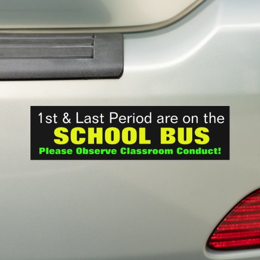 De eerste en laatste periode zijn... op de schoolb bumpersticker (Op auto)