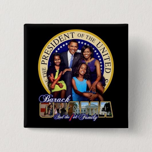 De eerste familie Obama's Vierkante Button 5,1 Cm (Voorkant)