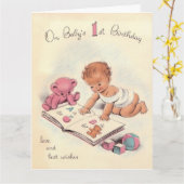 De eerste gelukkige verjaardag van de  Baby Kaart (Gele Bloem)