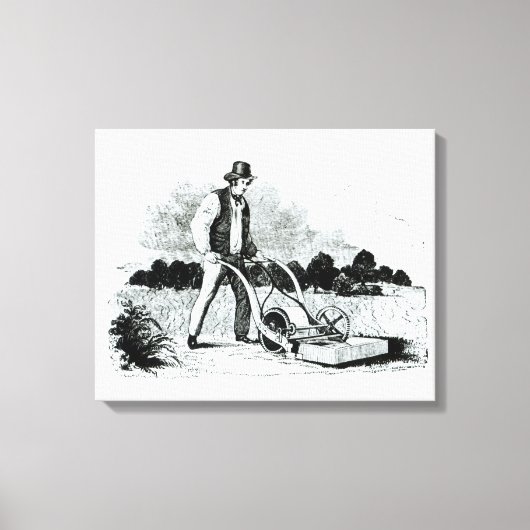De eerste grasmaaier (graving) (foto) canvas afdruk (Voorkant)