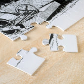 De eerste grasmaaier (graving) (foto) legpuzzel (Zijkant)