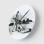 De eerste grasmaaier (graving) (foto) ronde klok (Hoek)