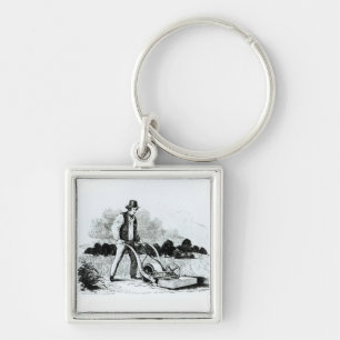 De eerste grasmaaier (graving) (foto) sleutelhanger
