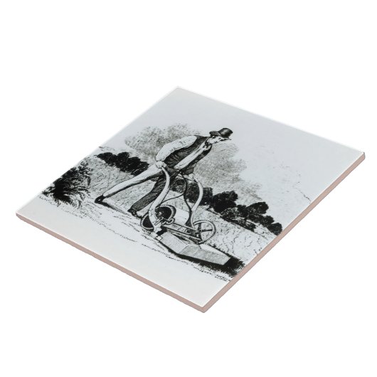 De eerste grasmaaier (graving) (foto) tegeltje (Zijkant)