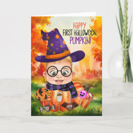 De eerste halloween van de Baby Boy Wizard Feestdagen Kaart