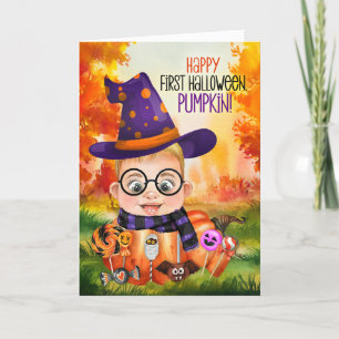 De eerste halloween van de Baby Boy Wizard Feestdagen Kaart