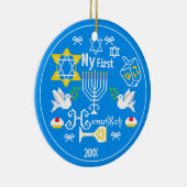 De eerste hanukkah van de baby op maat keramisch ornament (Rechts)