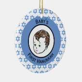 De eerste hanukkah van de  Brown Hair Baby Keramisch Ornament (Rechts)