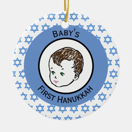De eerste hanukkah van de  Brown Hair Baby Keramisch Ornament (Voorkant)