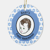 De eerste hanukkah van de  Brown Hair Baby Keramisch Ornament (Links)