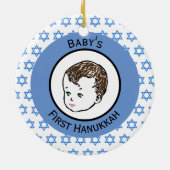 De eerste hanukkah van de  Brown Hair Baby Keramisch Ornament (Achterkant)