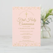 De eerste Heilige Commune Blush Pink Gold Dust Fot Save The Date (Staand voorkant)
