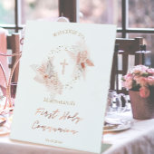 De eerste Heilige Communie bloemen Pedestal Sign Reclamebord Met Voetstuk