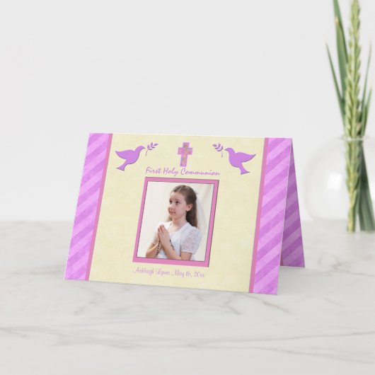 De eerste Heilige Communie dankt u kaardt voor een Bedankkaart (Voorkant)