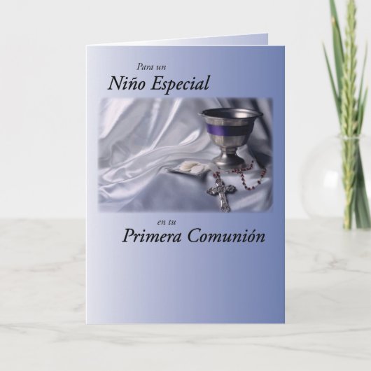 De Eerste Heilige Communie van de jongen in het Kaart (Voorkant)