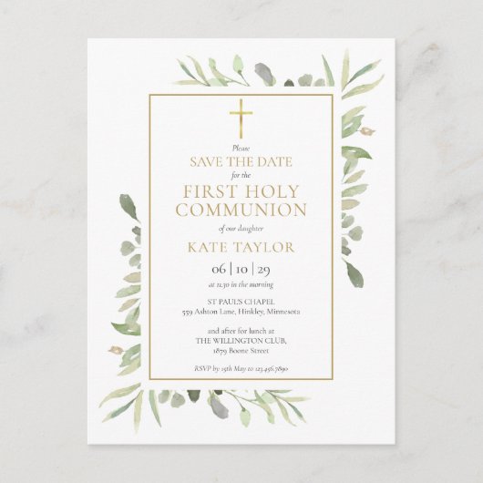 De eerste heilige communistische Waterverf Greener Aankondigingskaart (Voorkant)