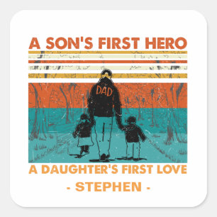 De eerste held van een zoon, de eerste liefde van vierkante sticker