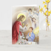 De eerste jongen van de Heilige Communie Kaart (Gele Bloem)