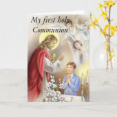 De eerste jongen van de Heilige Communie Kaart (Gele Bloem)