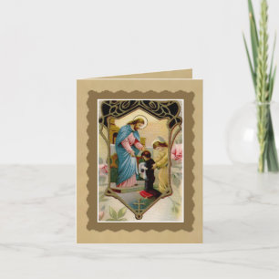 De eerste Jongen van de Heilige Communie met Jesus Kaart