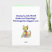 De eerste Kaart van de Verjaardag met lapwerkkat (Achterkant)