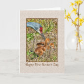 De eerste Kaart van het Moederdag met Vogels (Gele Bloem)