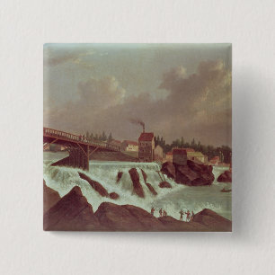 De eerste katoenfabriek in Amerika Vierkante Button 5,1 Cm