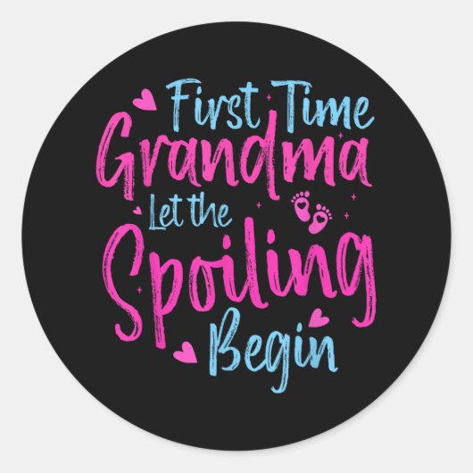 De eerste keer dat oma grootmoeder de spoeling laa ronde sticker (Voorkant)