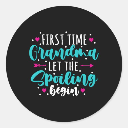 De eerste keer dat oma het spil laat beginnen ronde sticker (Voorkant)