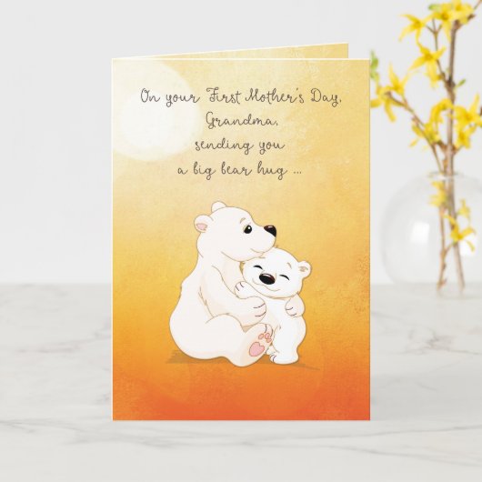 De eerste keer dat oma Moederdag Beer voor jou is Kaart (Gele Bloem)