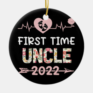 De eerste keer dat oom 2022 Funny New Dad promoot  Keramisch Ornament