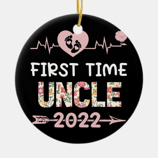 De eerste keer dat oom 2022 Funny New Dad promoot Keramisch Ornament (Voorkant)