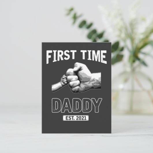 De eerste keer dat vader 2021 papa vaderdag is briefkaart (Staand voorkant)