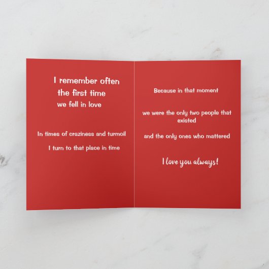 De eerste keer dat we verliefd werden kaart (Binnen)