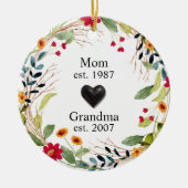 De eerste keer oma Floral Keramisch Ornament (Voorkant)